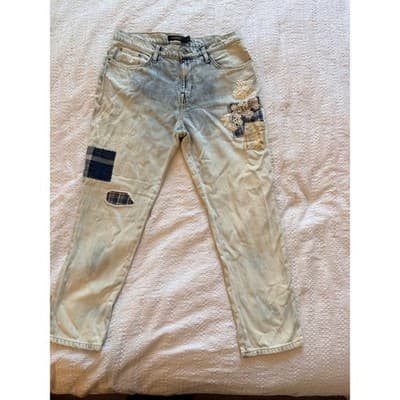 Ralph Lauren Women's Patchwork Relaxed Straight Leg Jeans Multicolor 10 EUC - Thumbnail 7