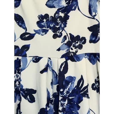 Monteau Floral Spaghetti Strap V Neckline Mini Sundress Blue White M - Thumbnail 10