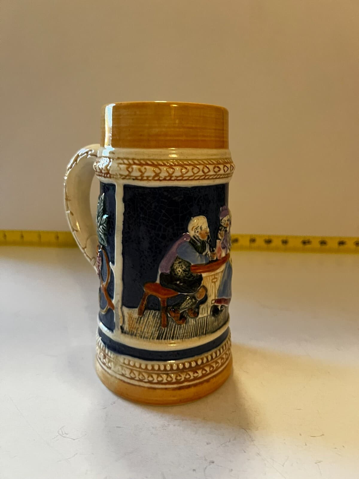 Vintage Ceramic Beer Stein Mug Made In Japan Raised Artwork Design Pub Glassware - Thumbnail 4