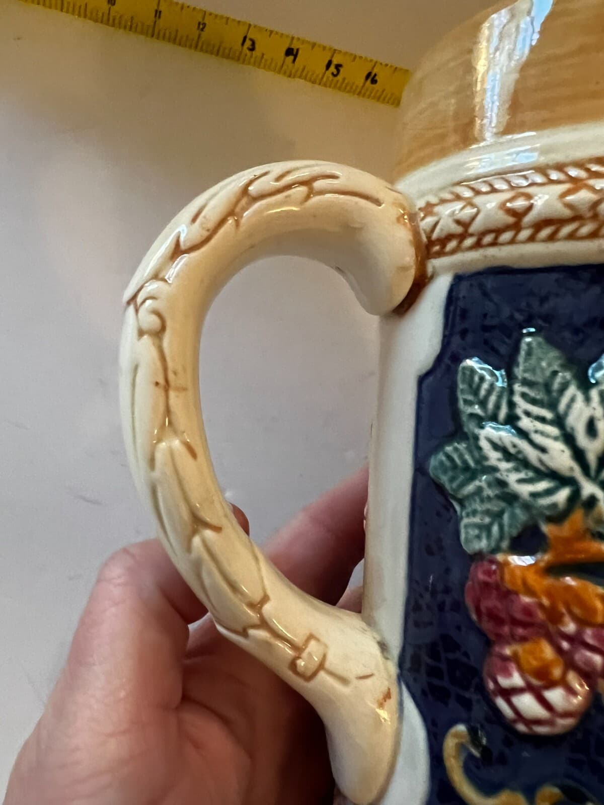 Vintage Ceramic Beer Stein Mug Made In Japan Raised Artwork Design Pub Glassware - Thumbnail 19