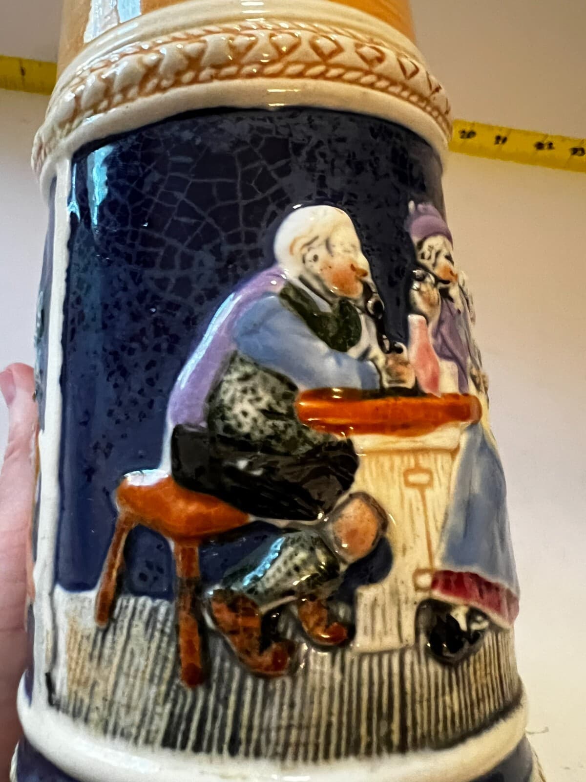 Vintage Ceramic Beer Stein Mug Made In Japan Raised Artwork Design Pub Glassware - Thumbnail 17