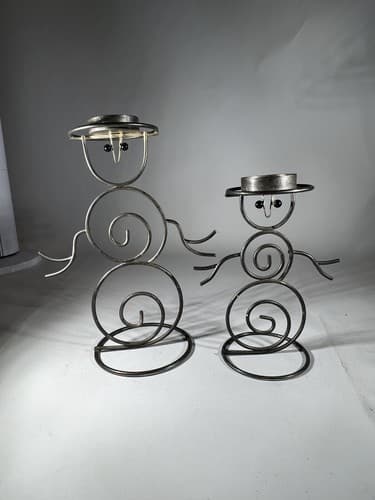 Vintage Christmas Snowman Set Of 2 International Silver Company Tea light Holder - Thumbnail 7