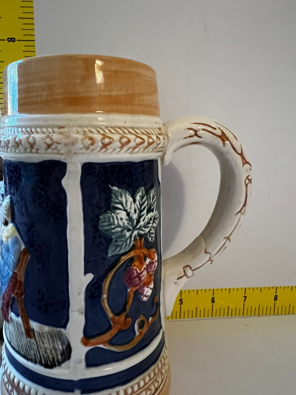Vintage Ceramic Beer Stein Mug Made In Japan Raised Artwork Design Pub Glassware - Thumbnail 23