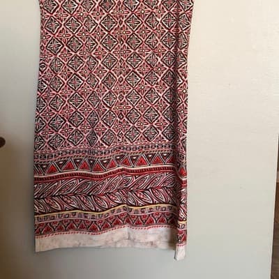 Sag Harbor Geometric Border Print Sheath Dress Red Sleeveless Knee Length 14 - Thumbnail 6
