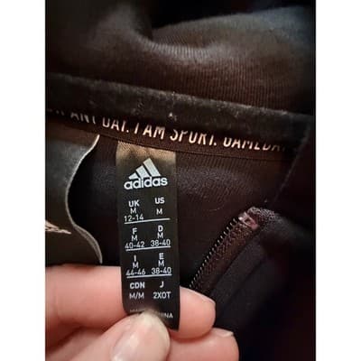 Adidas Cropped Hoodie Jacket Full Zip Black Athletic Sweatshirt Women’s Size M - Thumbnail 11