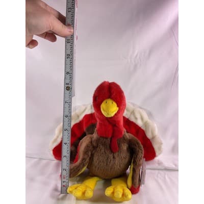 TY Beanie Baby Gobbles Turkey Beanie Buddy Rare 8" Brown 1999 Double Tush Tag - Thumbnail 16