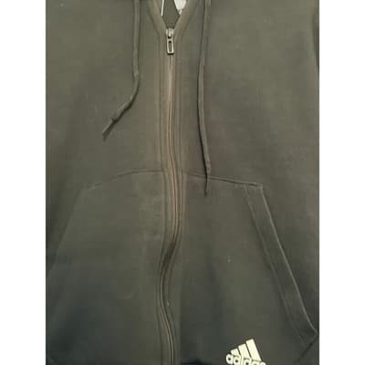 Adidas Cropped Hoodie Jacket Full Zip Black Athletic Sweatshirt Women’s Size M - Thumbnail 8