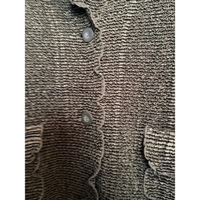 Toffee Apple Knit Ruffle Trim Button Front Long Sleeve Cardigan Brown XL EUC - Thumbnail 7