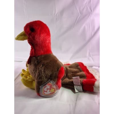 TY Beanie Baby Gobbles Turkey Beanie Buddy Rare 8" Brown 1999 Double Tush Tag - Thumbnail 11