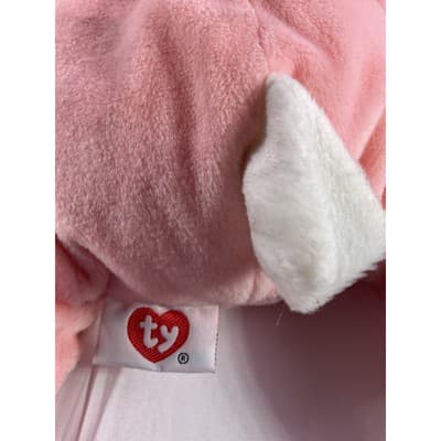 TY Pillow Pal Carrots Bunny Rabbit Beanie Baby With Ribbon Large Pink 1996 14" - Thumbnail 4