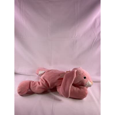 TY Pillow Pal Carrots Bunny Rabbit Beanie Baby With Ribbon Large Pink 1996 14" - Thumbnail 2