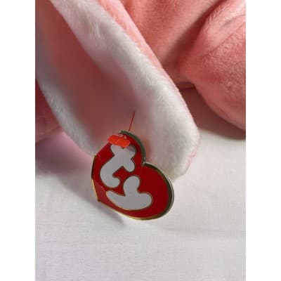 TY Pillow Pal Carrots Bunny Rabbit Beanie Baby With Ribbon Large Pink 1996 14" - Thumbnail 7