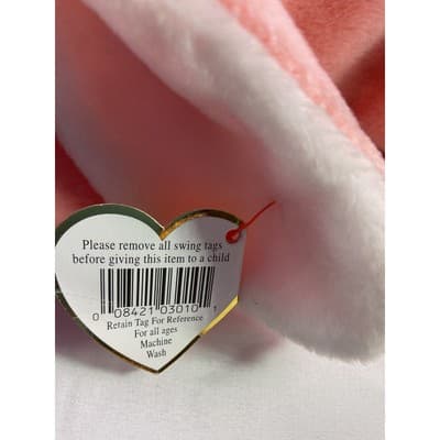 TY Pillow Pal Carrots Bunny Rabbit Beanie Baby With Ribbon Large Pink 1996 14" - Thumbnail 8