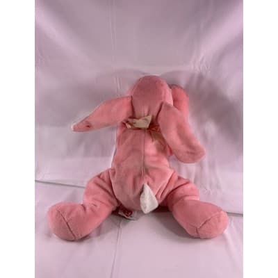 TY Pillow Pal Carrots Bunny Rabbit Beanie Baby With Ribbon Large Pink 1996 14" - Thumbnail 3