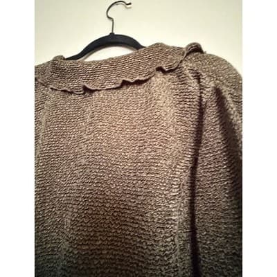 Toffee Apple Knit Ruffle Trim Button Front Long Sleeve Cardigan Brown XL EUC - Thumbnail 14
