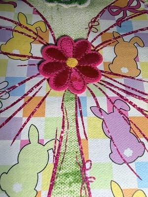 Easter Bunny Peep Floral Canvas Tote Custom Design Embellish OOAK Basket Bag NEW - Thumbnail 4