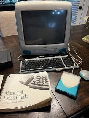 Vintage 1st Ed Apple iMac G3 Bondi Blue Mac PC Mouse Drive Complete Box WORKS - Thumbnail 3