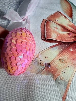 Easter Bunny Ears Pink Canvas Tote Custom Design Embellish OOAK Basket Bag NEW - Thumbnail 6