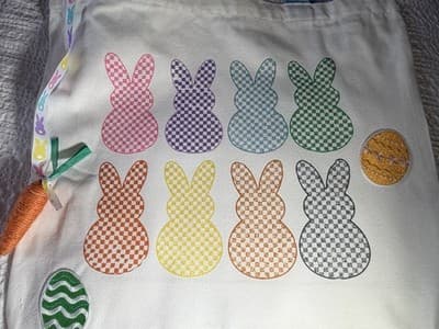 Easter Bunny Rabbit Peep Canvas Tote Custom Design Embellish OOAK Basket Bag NEW - Thumbnail 6