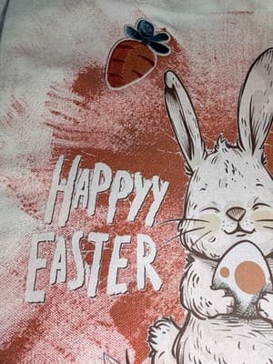Easter Bunny Carrot Canvas Tote Custom Design Embellish OOAK Basket Bag NEW - Thumbnail 3