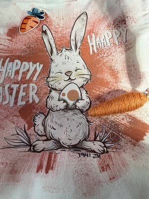 Easter Bunny Carrot Canvas Tote Custom Design Embellish OOAK Basket Bag NEW - Thumbnail 8
