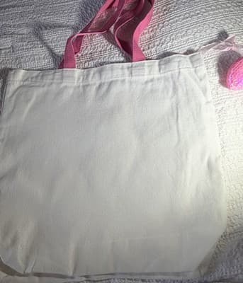 Easter Bunny Pink Bubble Canvas Tote Custom Design Embellish OOAK Basket Bag NEW - Thumbnail 8