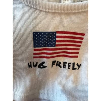 Build A Bear Workshop White Flag T-Shirt Red Short July 4th Patriotic Clothing - Thumbnail 4