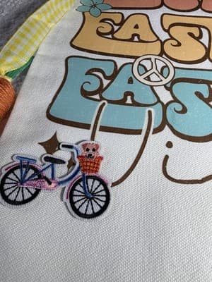 Easter Bunny Retro 70s Canvas Tote Custom Design Embellish OOAK Basket Bag NEW - Thumbnail 5