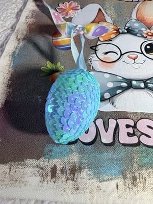 Easter Bunny Glasses Canvas Tote Custom Design Embellish OOAK Basket Bag NEW - Thumbnail 5