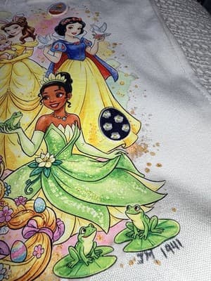 Disney Princess Canvas Easter Tote Custom Design Embellished OOAK Basket Bag NEW - Thumbnail 3