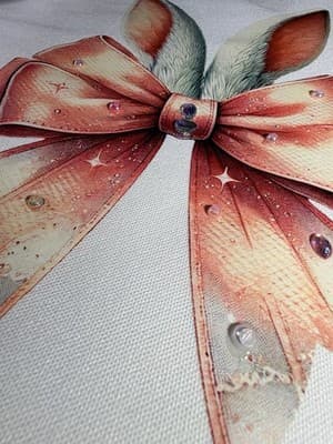 Easter Bunny Ears Pink Canvas Tote Custom Design Embellish OOAK Basket Bag NEW - Thumbnail 4