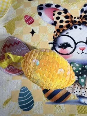 Easter Bunny Vibes Smart Canvas Tote Custom Design Embellish OOAK Basket Bag NEW - Thumbnail 5