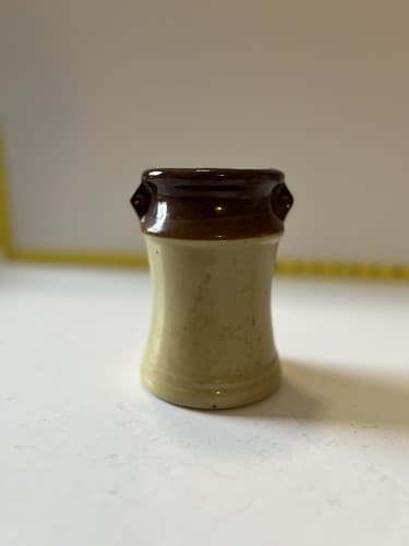 Kitchen Utensil Vintage 70’s Retro Brown Ivory Drip Pottery Jar Holder Toolery - Thumbnail 3