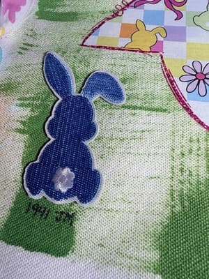 Easter Bunny Peep Floral Canvas Tote Custom Design Embellish OOAK Basket Bag NEW - Thumbnail 5