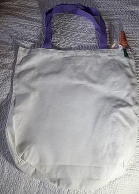 Easter Bunny Tail LOVE Canvas Tote Custom Design Embellish OOAK Basket Bag NEW - Thumbnail 8