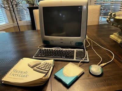 Vintage 1st Ed Apple iMac G3 Bondi Blue Mac PC Mouse Drive Complete Box WORKS - Thumbnail 14