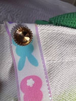 Easter Bunny Peep Floral Canvas Tote Custom Design Embellish OOAK Basket Bag NEW - Thumbnail 7