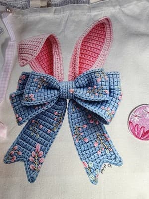 Easter Bunny Canvas Tote Custom Design Embellished OOAK Egg Hunt Basket Bag NEW - Thumbnail 2