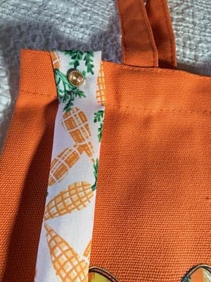 Easter Bunny Orange Cute Canvas Tote Custom Design Embellish OOAK Basket Bag NEW - Thumbnail 4