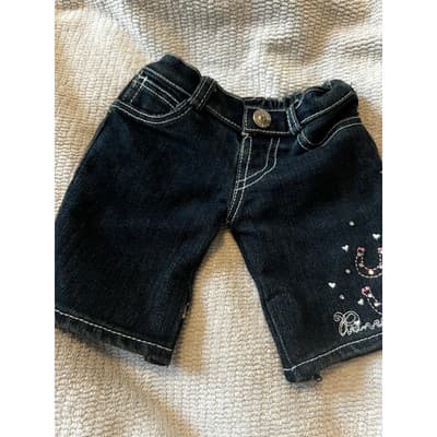 Build A Bear Workshop Fashion Princess Embellished Denim Jeans Blue Pants Shorts - Thumbnail 3