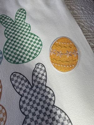 Easter Bunny Rabbit Peep Canvas Tote Custom Design Embellish OOAK Basket Bag NEW - Thumbnail 3