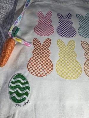 Easter Bunny Rabbit Peep Canvas Tote Custom Design Embellish OOAK Basket Bag NEW - Thumbnail 2