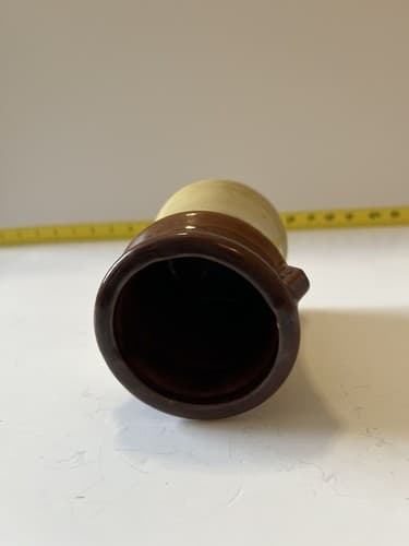 Kitchen Utensil Vintage 70’s Retro Brown Ivory Drip Pottery Jar Holder Toolery - Thumbnail 5