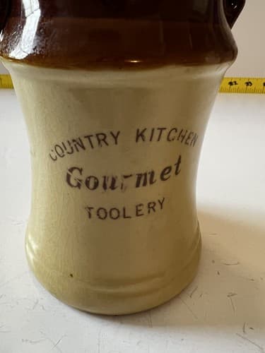 Kitchen Utensil Vintage 70’s Retro Brown Ivory Drip Pottery Jar Holder Toolery - Thumbnail 7
