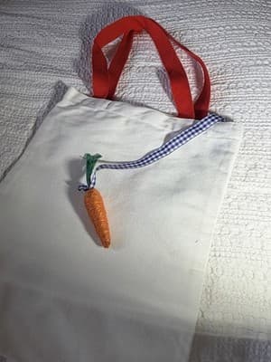 Easter Bunny Happy Canvas Tote Custom Design Embellish OOAK Basket Bag NEW - Thumbnail 8