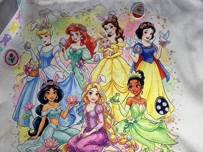 Disney Princess Canvas Easter Tote Custom Design Embellished OOAK Basket Bag NEW - Thumbnail 2