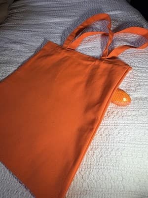 Easter Bunny Orange Cute Canvas Tote Custom Design Embellish OOAK Basket Bag NEW - Thumbnail 6