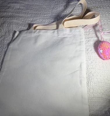 Easter Bunny Ears Pink Canvas Tote Custom Design Embellish OOAK Basket Bag NEW - Thumbnail 9