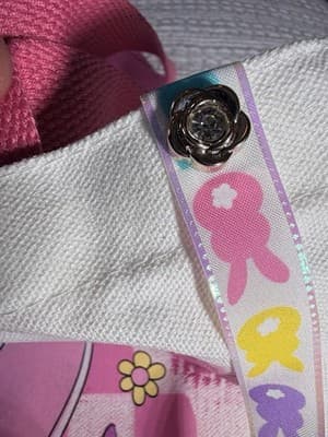 Easter Bunny Pink Egg Canvas Tote Custom Design Embellish OOAK Basket Bag NEW - Thumbnail 10