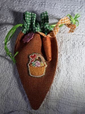 Easter Carrot Burlap Drawstring Small Custom Design Basket Gift Bag Decor #A - Thumbnail 6